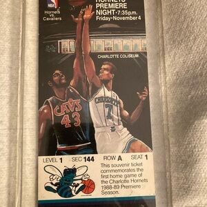Charlotte Hornets 1988-89 Premiere Season Souvenir Ticket